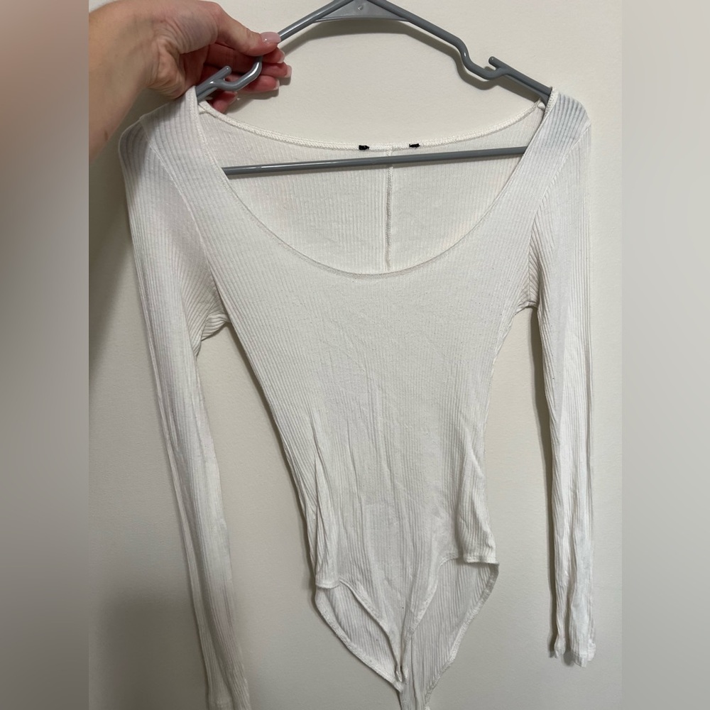 White womens long sleeve bodysuit